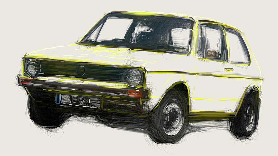 Volkswagen Golf Drawing #2 Digital Art by CarsToon Concept