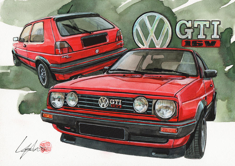 Vw Painting - VW Golf GTI #2 by Yoshiharu Miyakawa