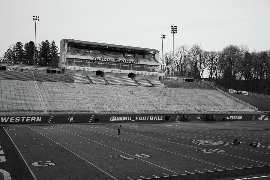 Waldo Stadium at Western Michigan University in black and white #2 Photograph by Eldon McGraw