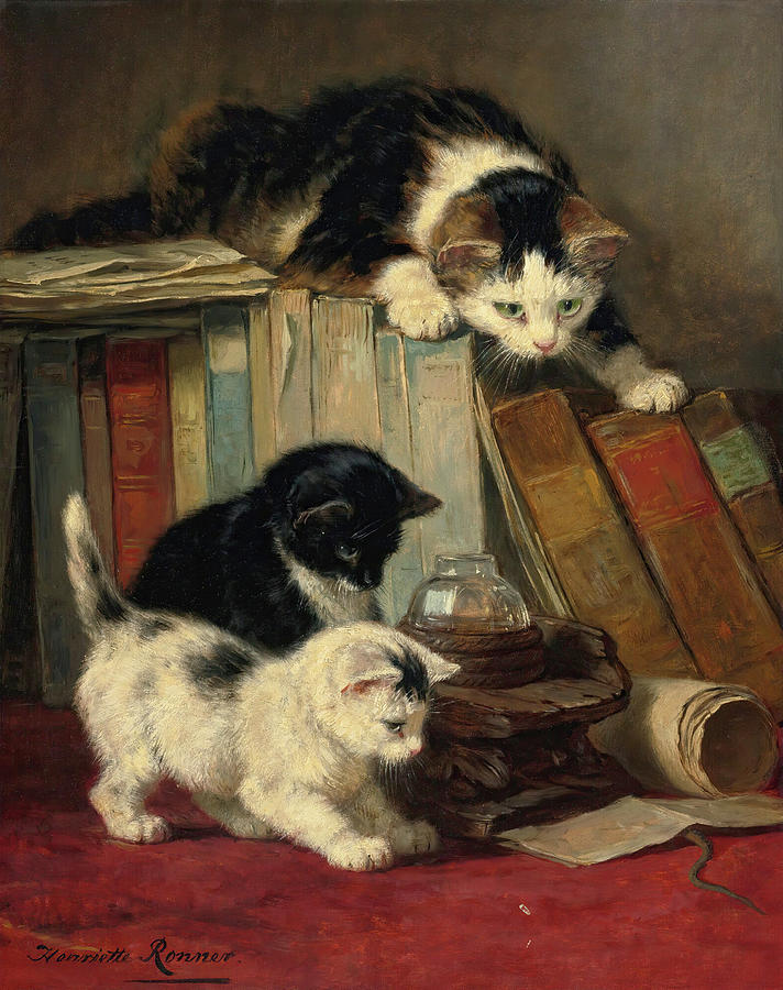 Watching The Prey #2 Painting by Henriette Ronner-Knip