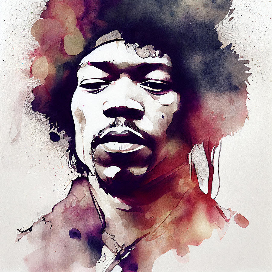 Watercolour Of Jimi Hendrix Mixed Media by Smart Aviation - Fine Art ...