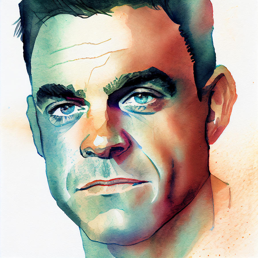 Watercolour Of Robbie Williams Mixed Media by Smart Aviation - Fine Art ...