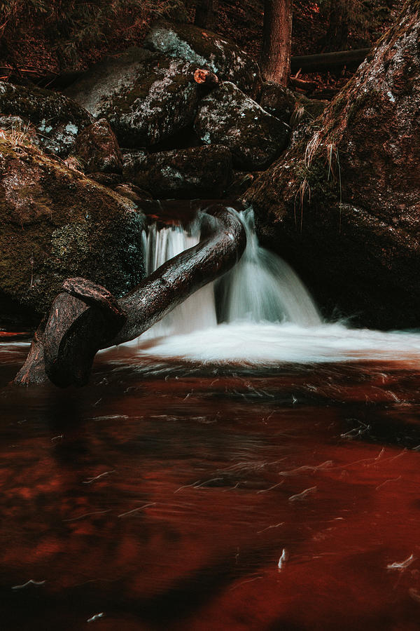 Colourful waterfall in the Jizera Mountains, Czech Republic Photograph by Vaclav Sonnek