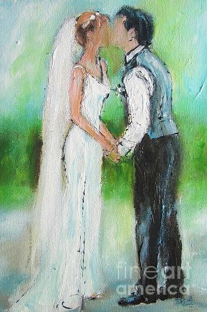 Unique , bespoke works of art gifts wedding portraits from your photos Painting by Mary Cahalan Lee - aka PIXI