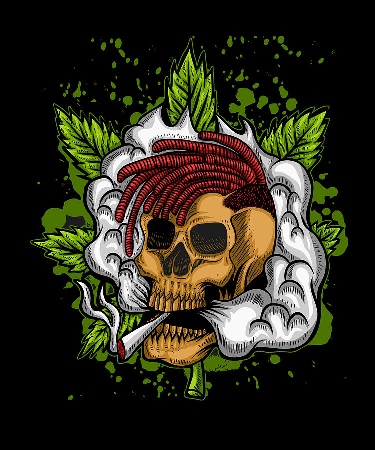 Weed Cannabis Marijuana Skull Digital Art by CalNyto