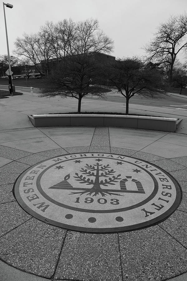 Western Michigan University logo in black and white #2 Photograph by Eldon McGraw