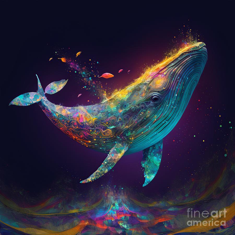 Whales Particle Colorful Deep Digital Art by Somsong Artist - Fine Art ...