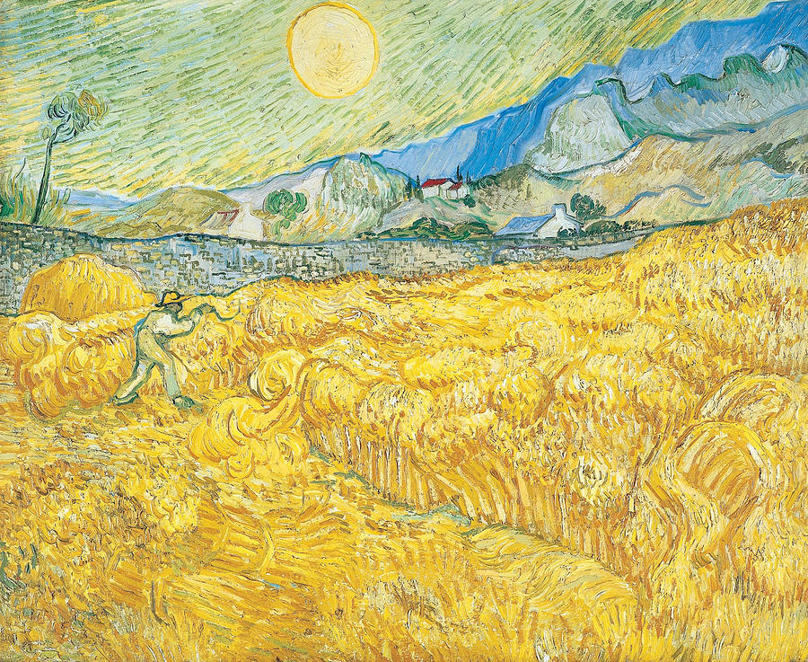 Wheat Field Behind Saint-paul Hospital With A Reaper By Vincent Van Gogh Painting