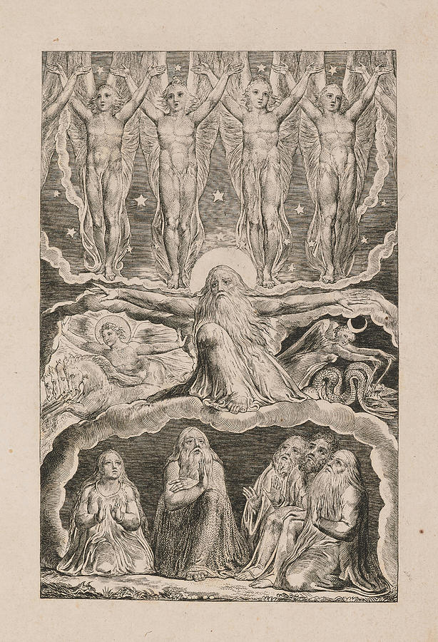 When the Morning Stars Sang Together #2 Drawing by William Blake
