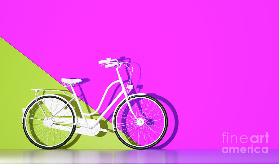 White bicycle on colorful wall background. #2 Photograph by Michal Bednarek