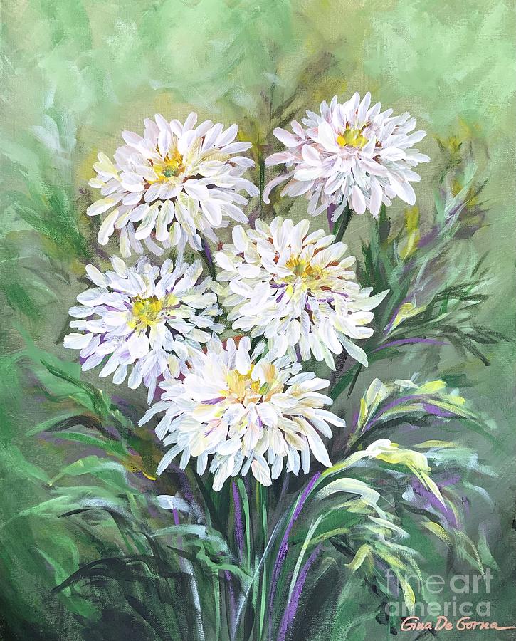 White Flowers #2 Painting by Gina De Gorna