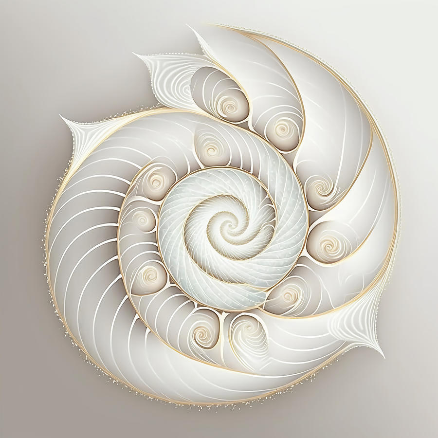 White Pearl Fibonacci Golden Ratio Style Drawing by RAGANA Design ...