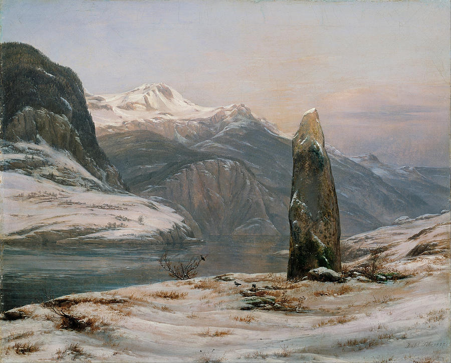 Johan Christian Dahl Painting - Winter at the Sognefjord #2 by Classic Prints