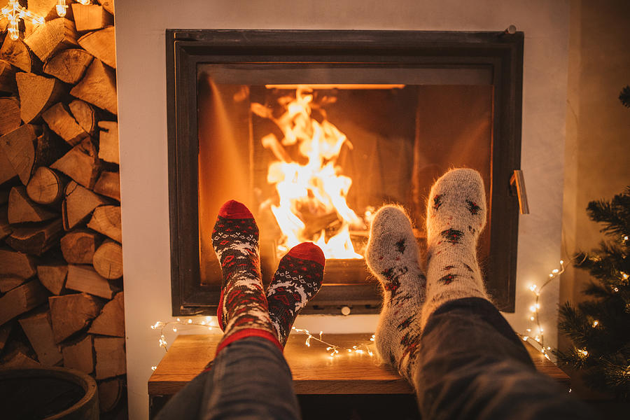 Winter day by fireplace #2 Photograph by Svetikd
