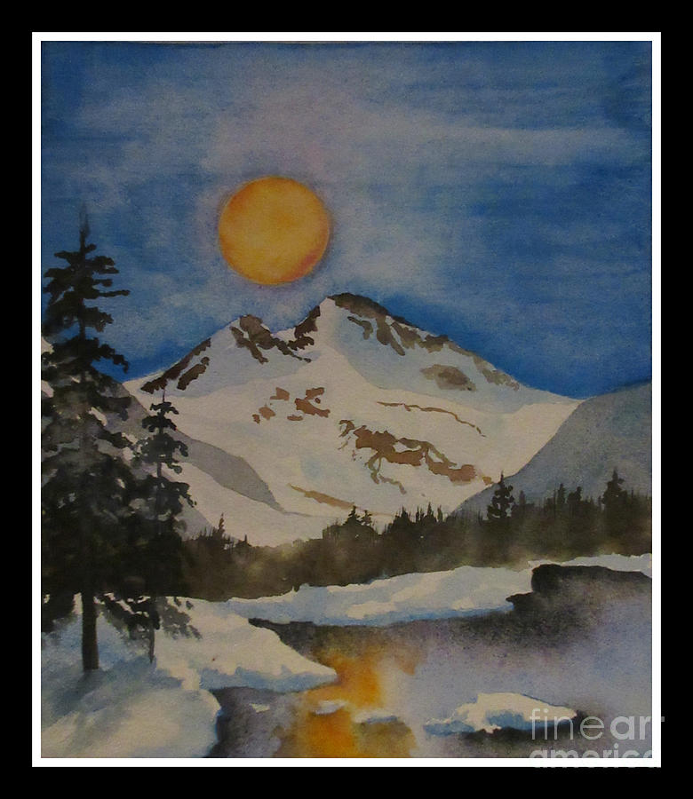 ORIGINAL FOR SALE  Winter Moomrise Painting by Janet Cruickshank