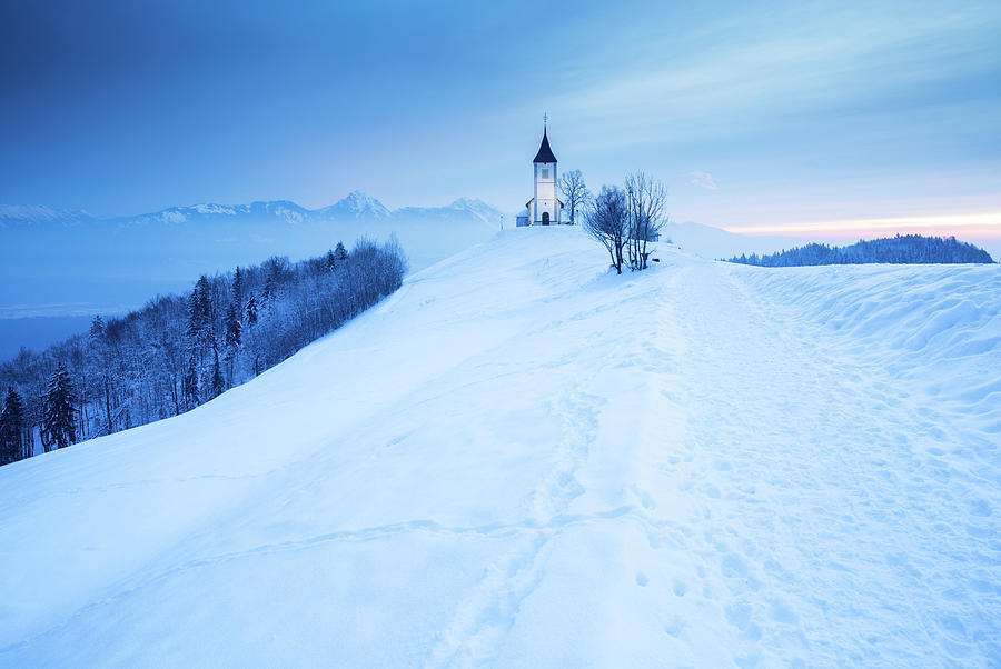 Winter morning at Jamnik church of Saints Primus and Felician #2 Photograph by Ian Middleton