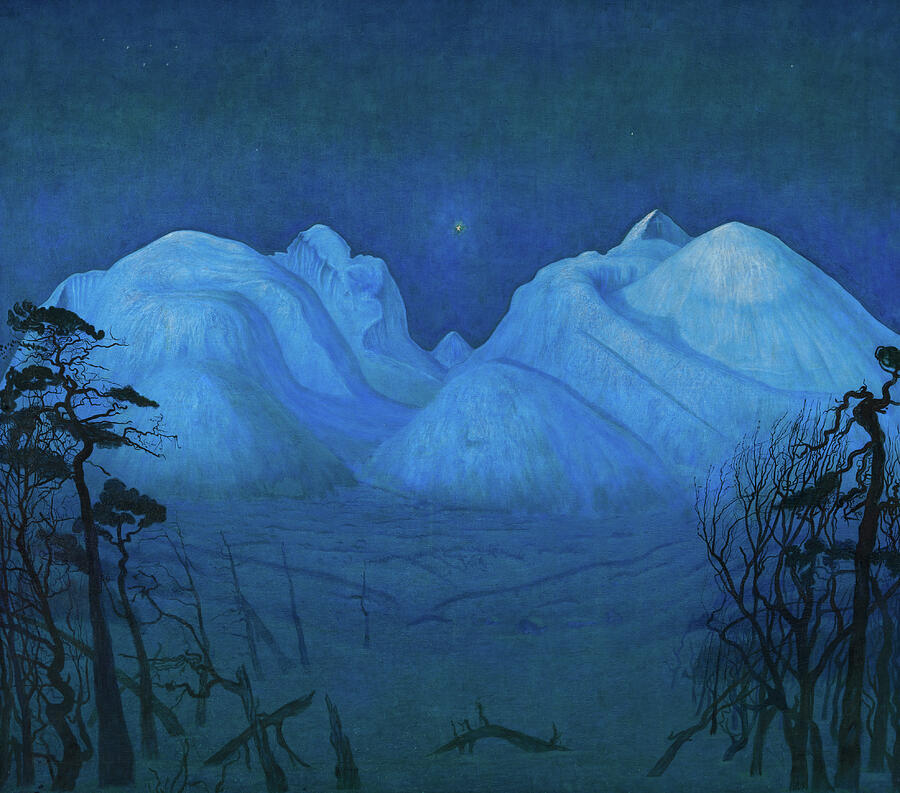 Winter Night in the Mountains, from 1914 Painting by Harald Sohlberg Winter Night in the Mountains, from 1914 Painting by Harald Sohlberg