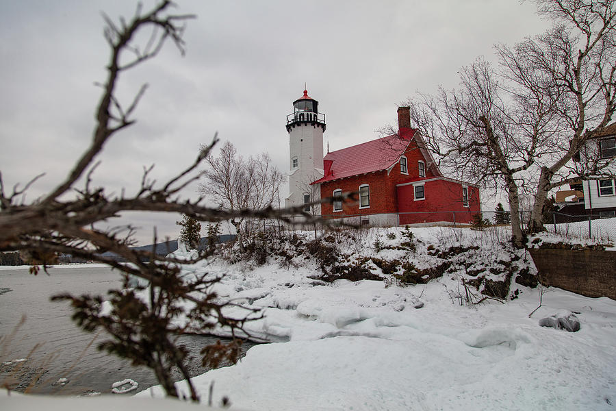 Winter view of Eagle Harbor Lighthouse in Eagle Harbor Michigan #2 Photograph by Eldon McGraw