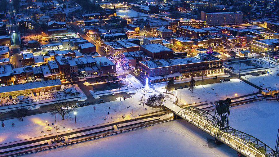 Wintertime in Stillwater Minnesota Downtown Lights #2 Photograph by Greg Schulz Pictures Over Stillwater