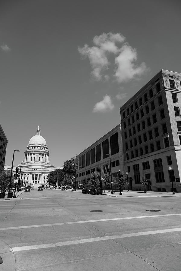 Wisconsin state capitol building in Madison Wisconsin in black and white #2 Photograph by Eldon McGraw