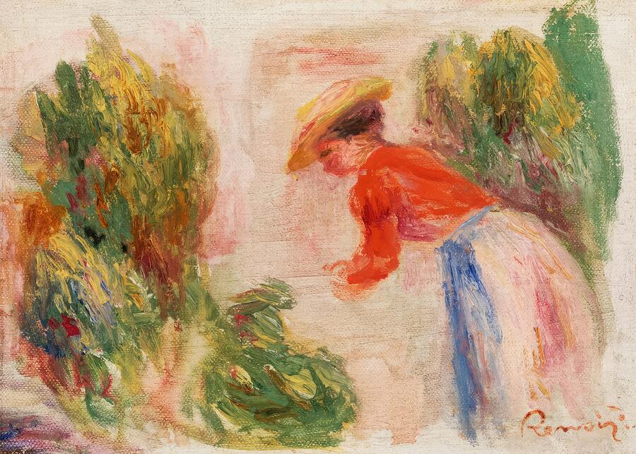 Woman Gathering Flowers Painting