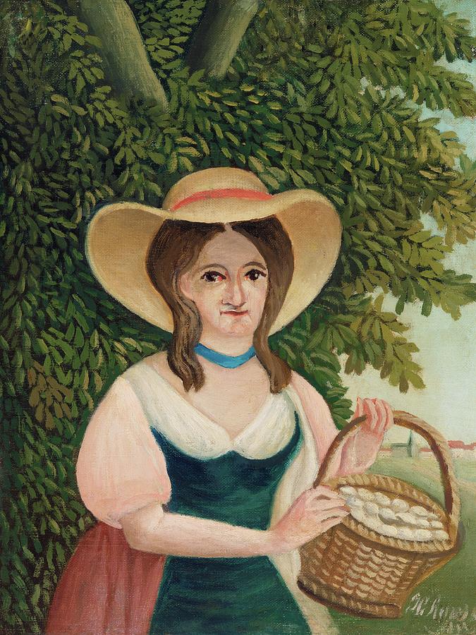 Henri Rousseau Painting - Woman with Basket of Eggs #3 by Henri Rousseau