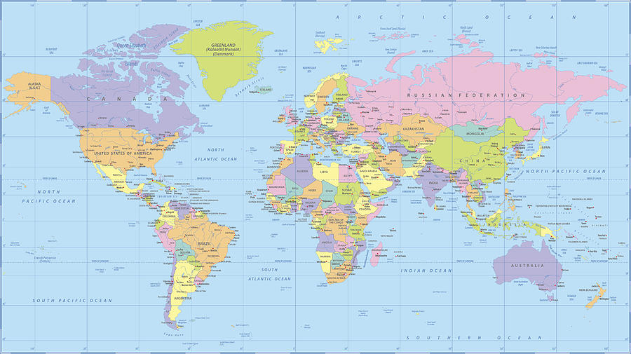 World Map Political Vector #2 Drawing by Pop_jop
