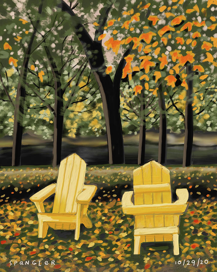2 Yellow Chairs Painting by Susan Spangler
