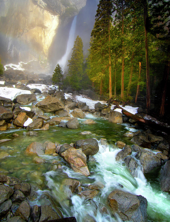 Yosemite Lower Falls Rainbow #1 Photograph by Norma Brandsberg