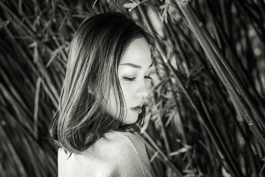 Young Chinese black and white portrait #2 Photograph by Philippe Lejeanvre