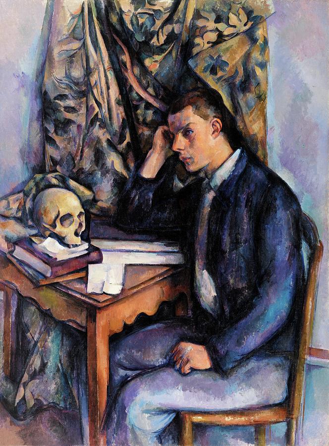 Young Man and Skull #3 Painting by Paul Cezanne