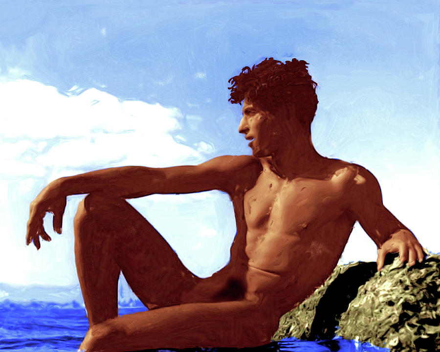 Young Man on the Shore #2 Painting by Herbert List