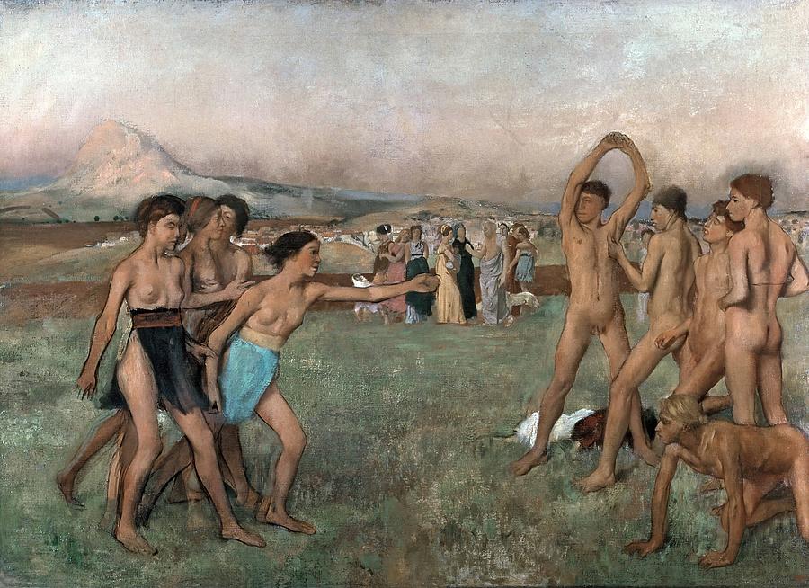 Edgar Degas Painting - Young Spartans Exercising  #2 by Edgar Degas