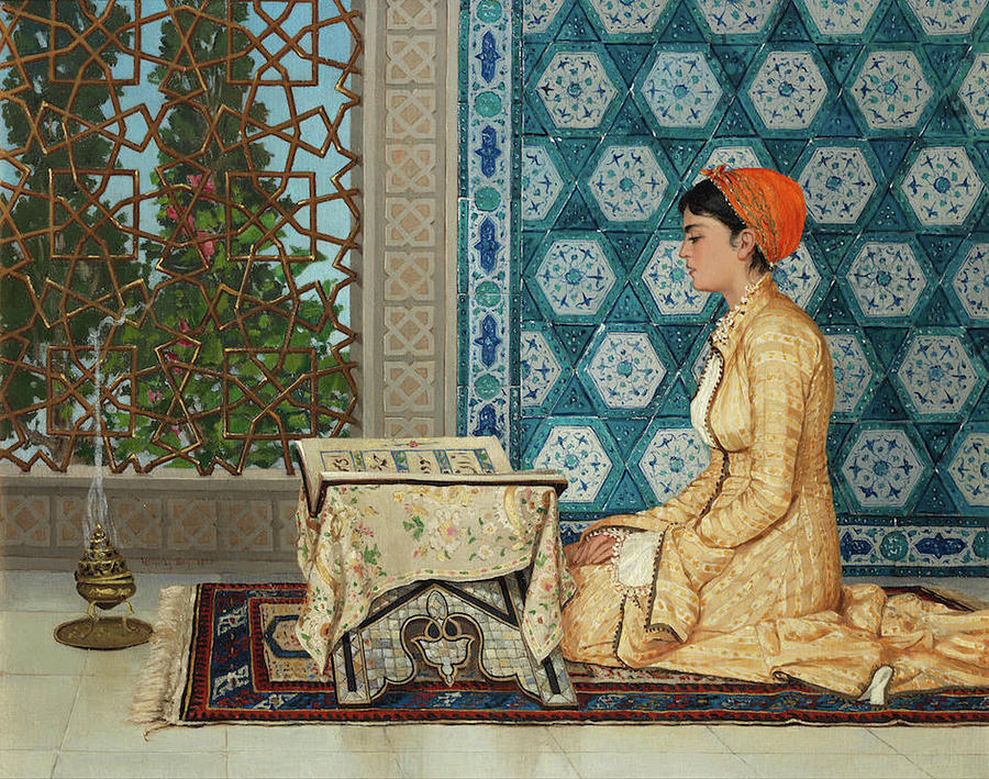 Young Woman Reading Painting By Osman Hamdi Bey