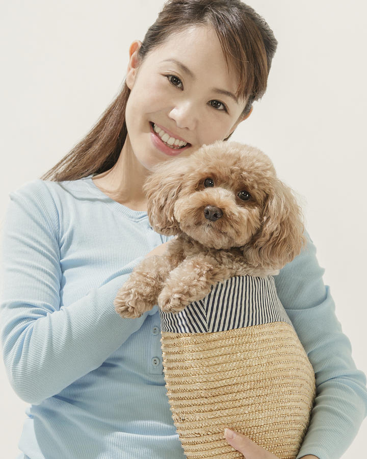 Young Woman With Toy Poodle #2 Photograph by Sappington Todd