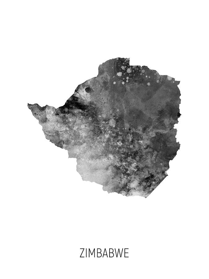 Zimbabwe Watercolor Map #2 Digital Art by Michael Tompsett