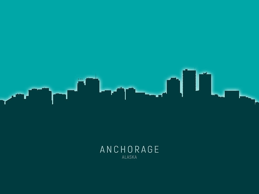 Anchorage Digital Art - Anchorage Alaska Skyline #20 by Michael Tompsett