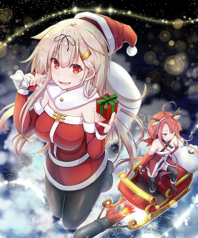 Anime Christmas Drawing by Ulaha Yuu - Pixels