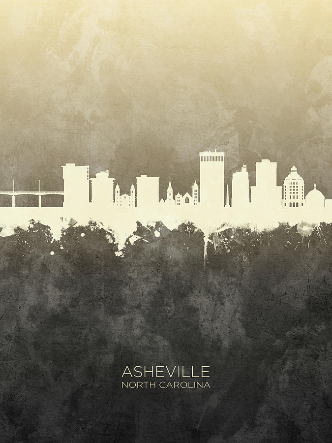 Skyline Digital Art - Asheville North Carolina Skyline #20 by Michael Tompsett