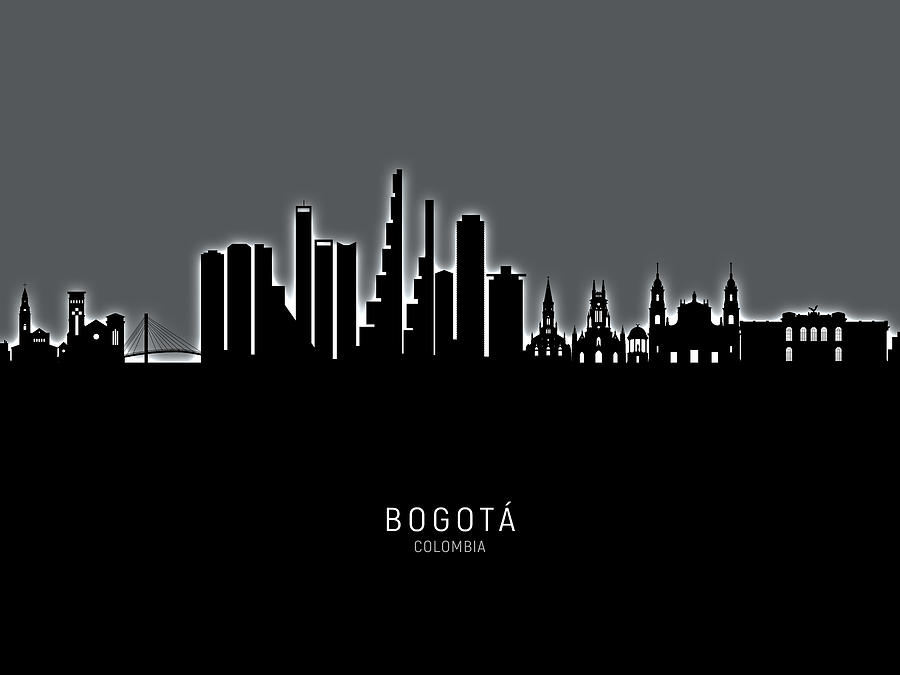 Skyline Digital Art - Bogota Colombia Skyline #20 by Michael Tompsett