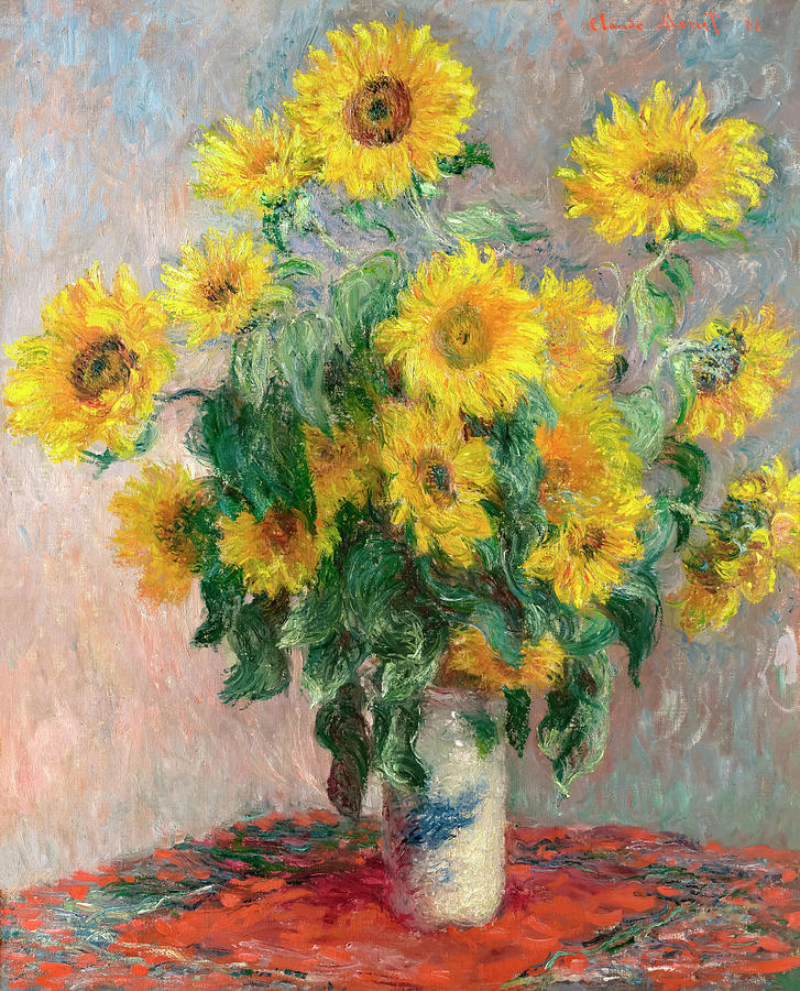 Bouquet Of Sunflowers By Claude Monet Painting