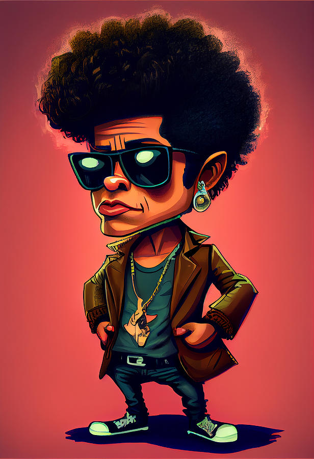 Bruno Mars Caricature Mixed Media by Stephen Smith Galleries - Pixels