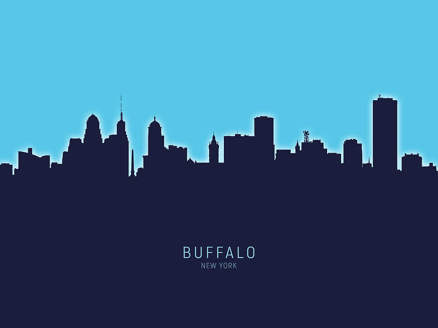 Buffalo Digital Art - Buffalo New York Skyline #20 by Michael Tompsett