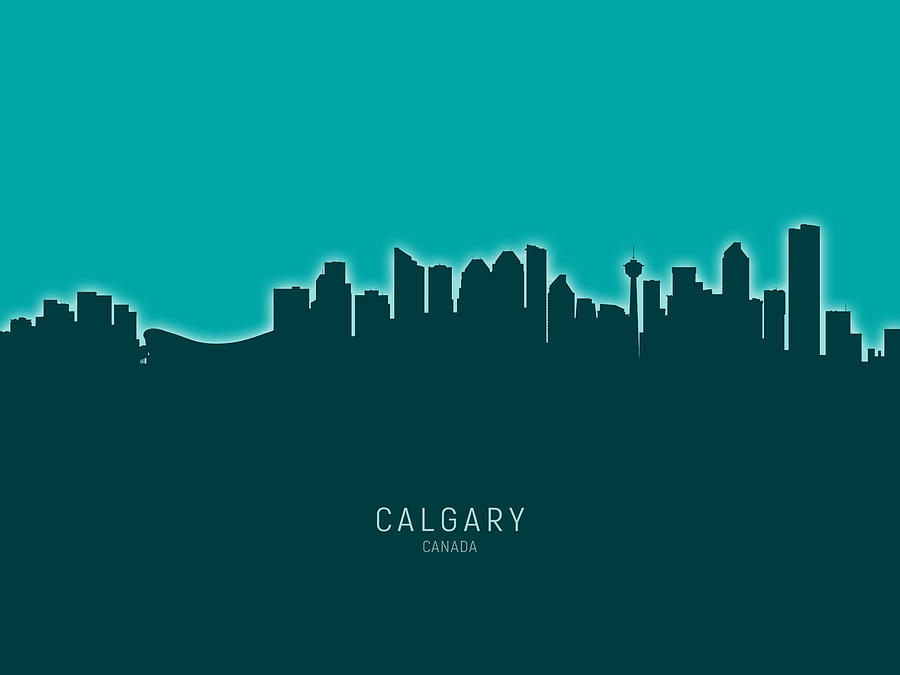 Skyline Digital Art - Calgary Canada Skyline #20 by Michael Tompsett
