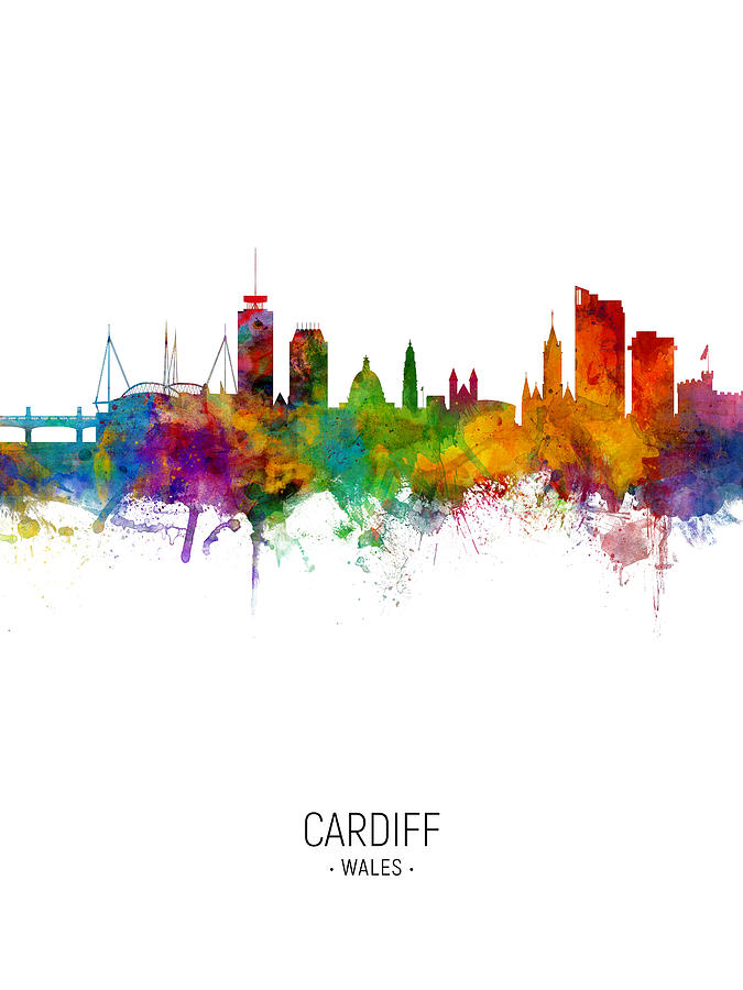 Skyline Digital Art - Cardiff Wales Skyline #20 by Michael Tompsett