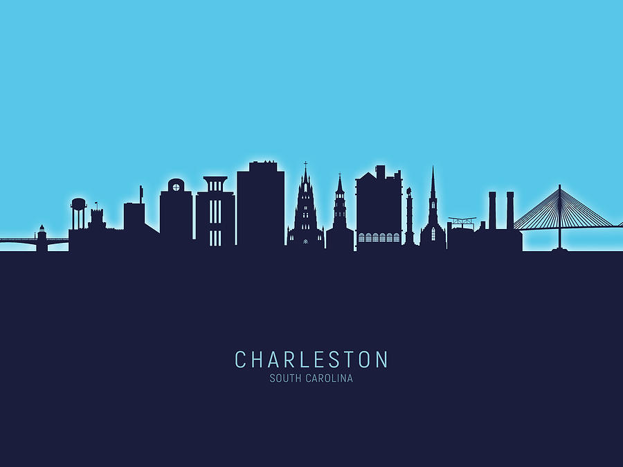 Skyline Digital Art - Charleston South Carolina Skyline #20 by Michael Tompsett
