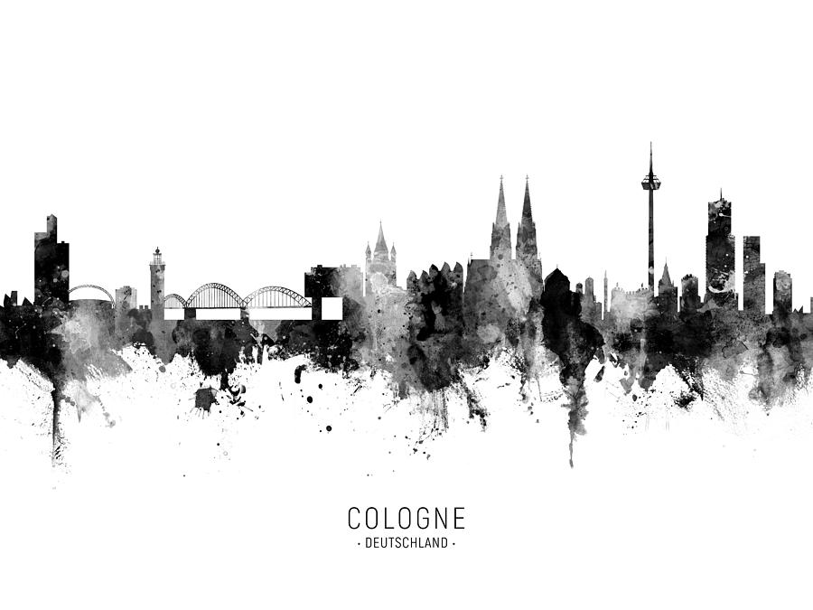 Skyline Digital Art - Cologne Germany Skyline #20 by Michael Tompsett