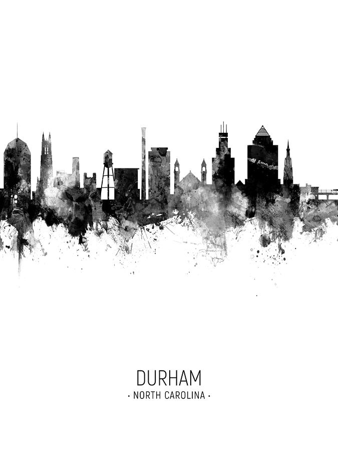 Durham Digital Art - Durham North Carolina Skyline #20 by Michael Tompsett