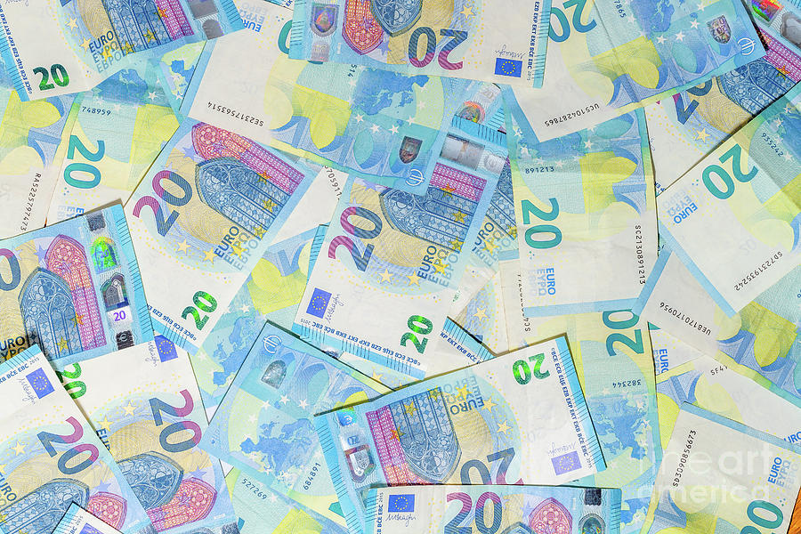 20 Euro banknotes background Photograph by Benny Marty