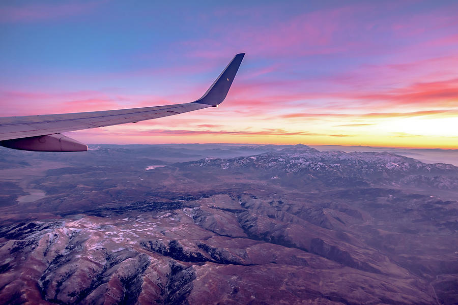 Flying Over Rockies In Airplane From Salt Lake City At Sunset #20 Photograph by Alex Grichenko